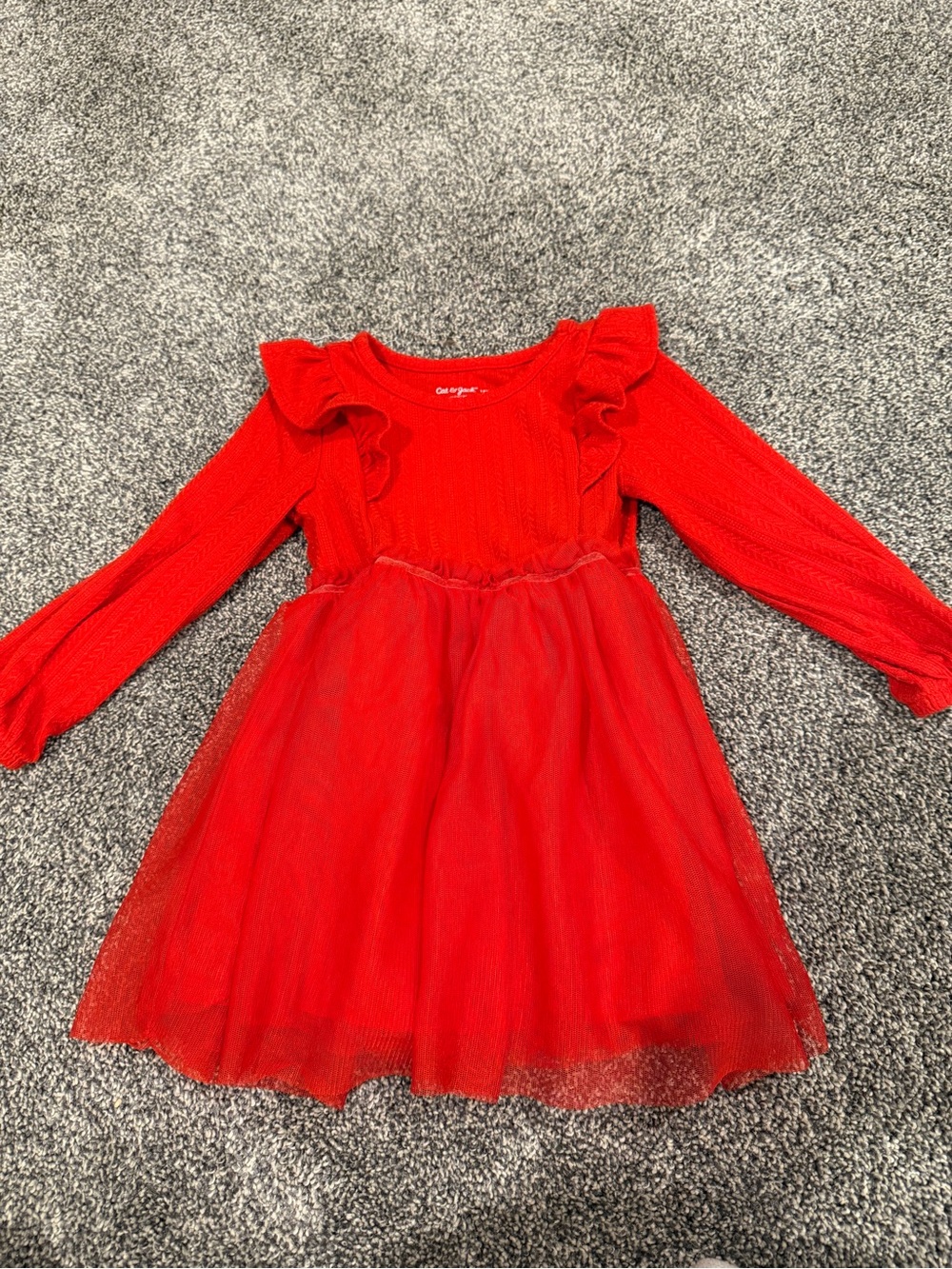 Cat & Jack Red Long-Sleeve Tulle Dress for Girls
